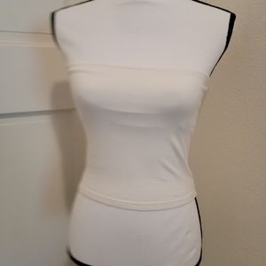 Moda strapless tube top w/ built-in bra, Small, White